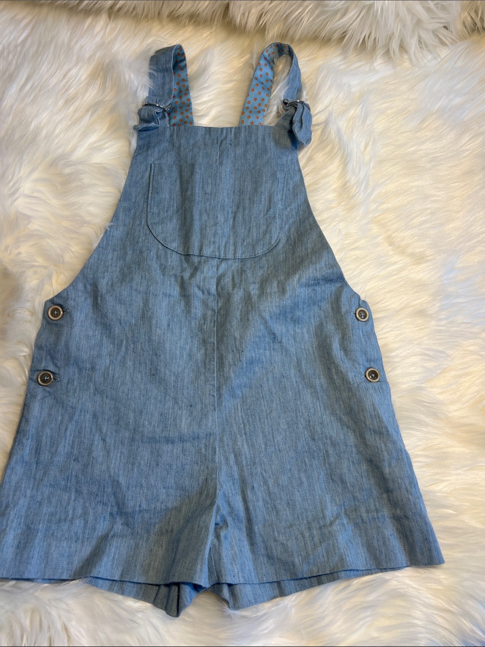 Zara Kids Girls Soft Collection Chambray Overalls Shorts – Blue (Size 6/7)
